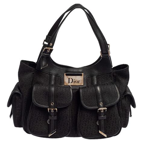 Dior Black Oblique Canvas and Leather Street Chic Tote 